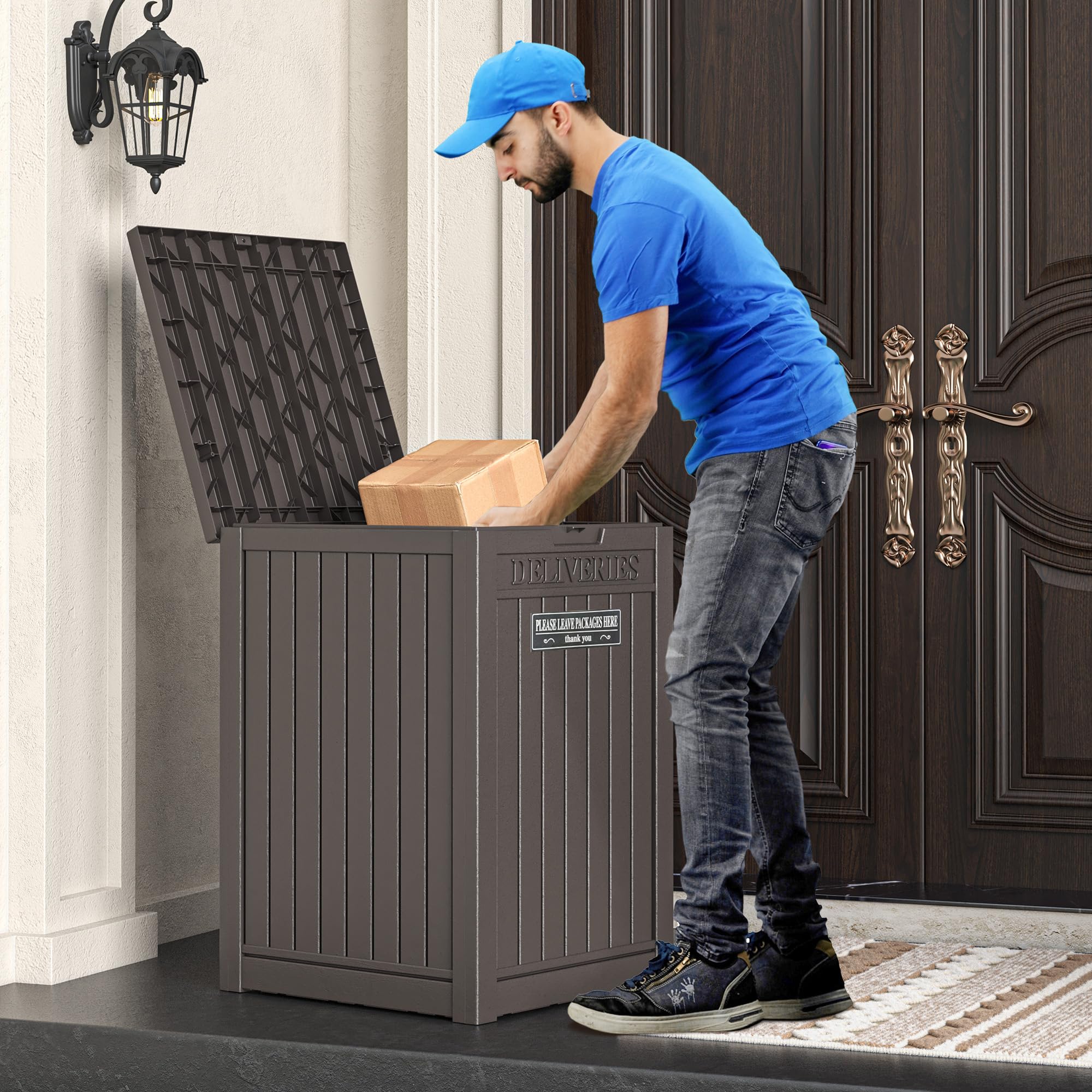 LHBGO open box filled with parcels, protecting deliveries from theft