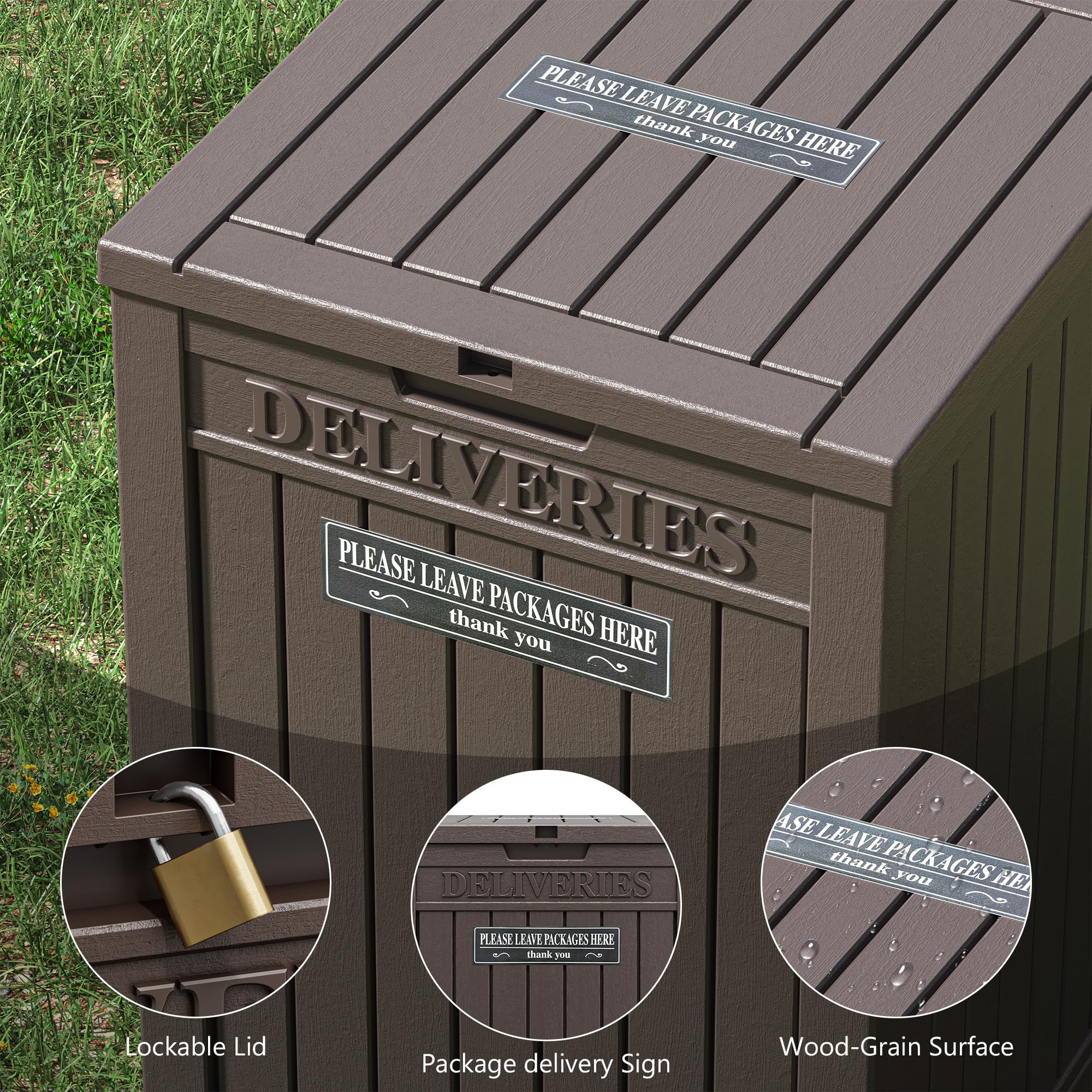 LHBGO on a deck in lifestyle scene providing secure outdoor storage