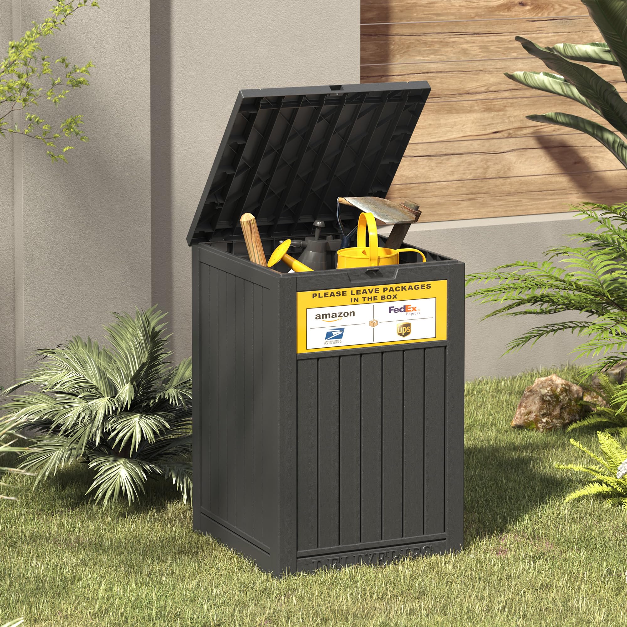 LHBGO interior organized with garden tools showing multiuse storage benefit