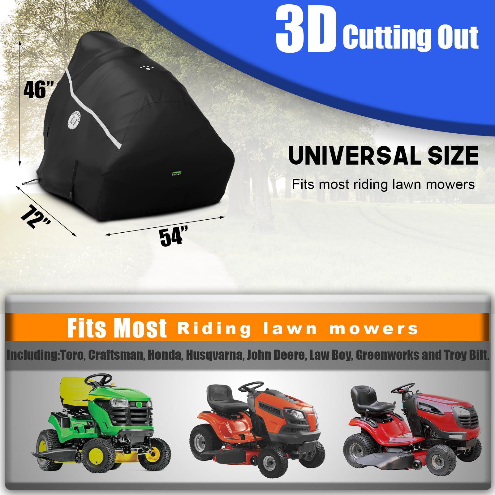 LI LIBZAKI cover on mower for scale showing compatibility with 54" decks