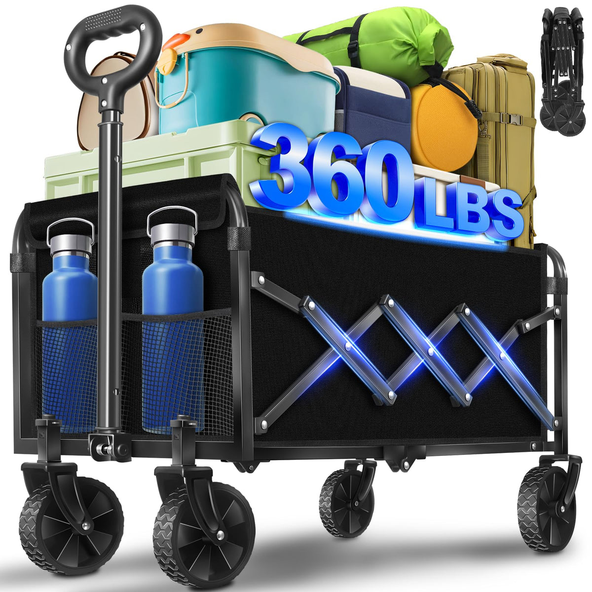 LIAPOTT folded wagon compact storage shows portability and easy trunk fit