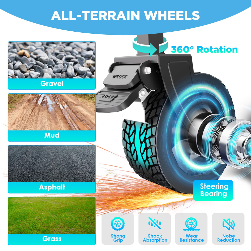 LIAPOTT large all-terrain wheels detail for smoother rolling benefit