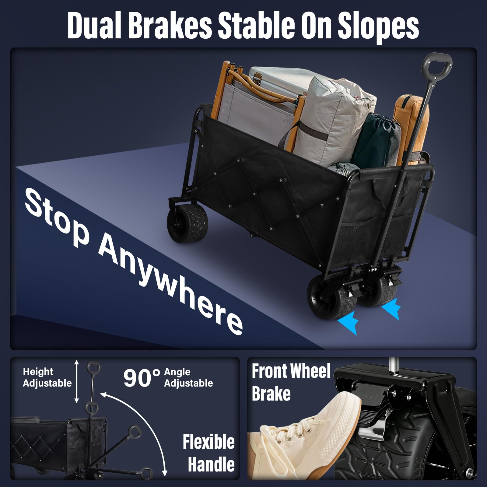 LIAPOTT oversized all-terrain wheel detail providing smooth rolling on sand and grass
