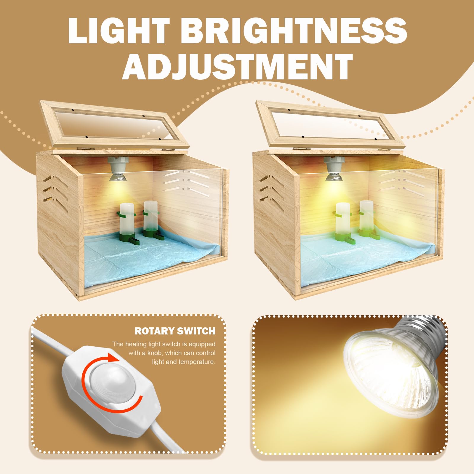 LIAQICHA heat lamp installed demonstrating rapid warm-up benefit