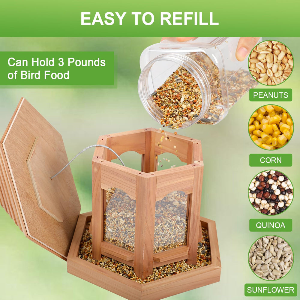 Liawm perch and seed tray detail giving birds stable landing and feeding