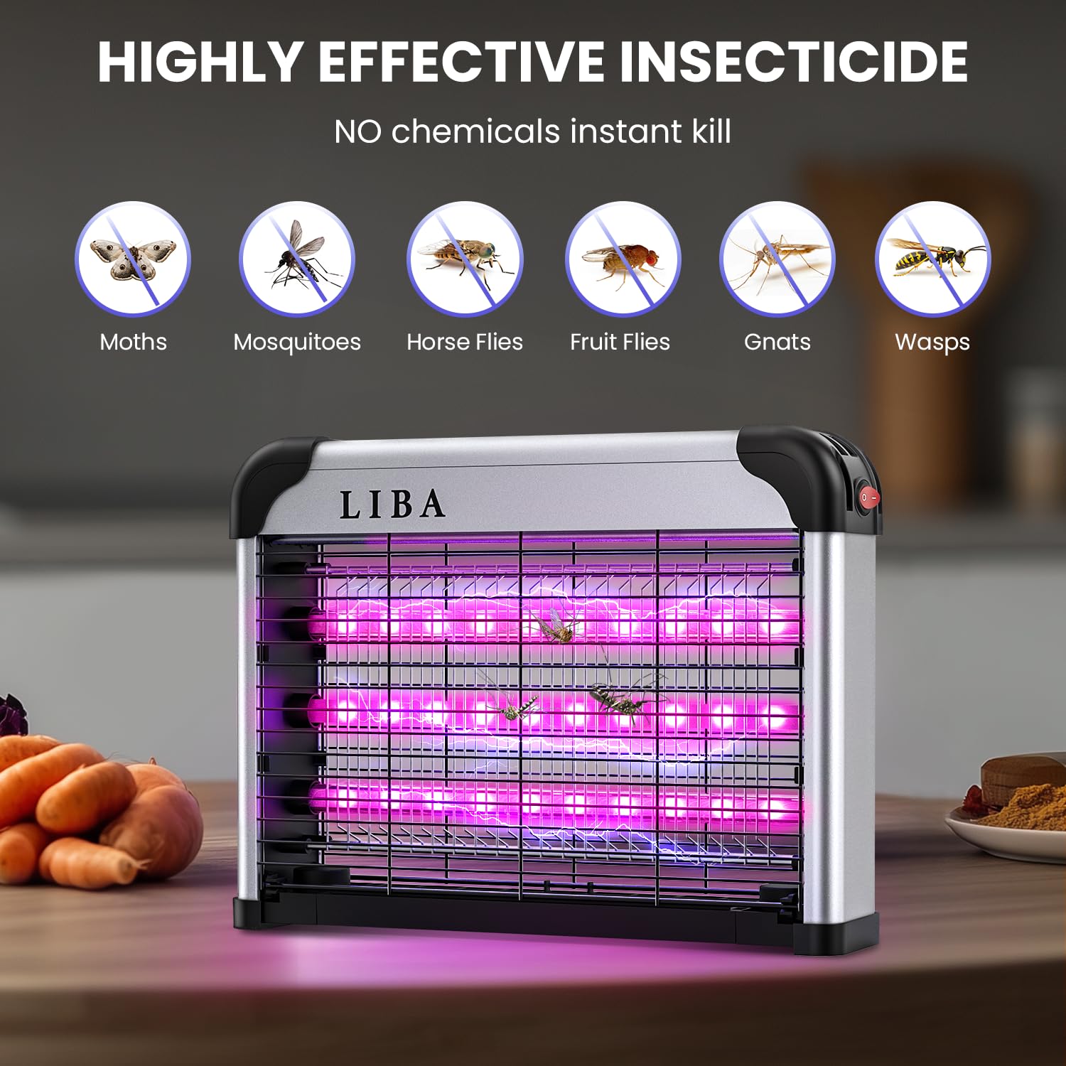 LiBa close-up of LED beads and high-voltage grid highlighting efficient insect neutralization