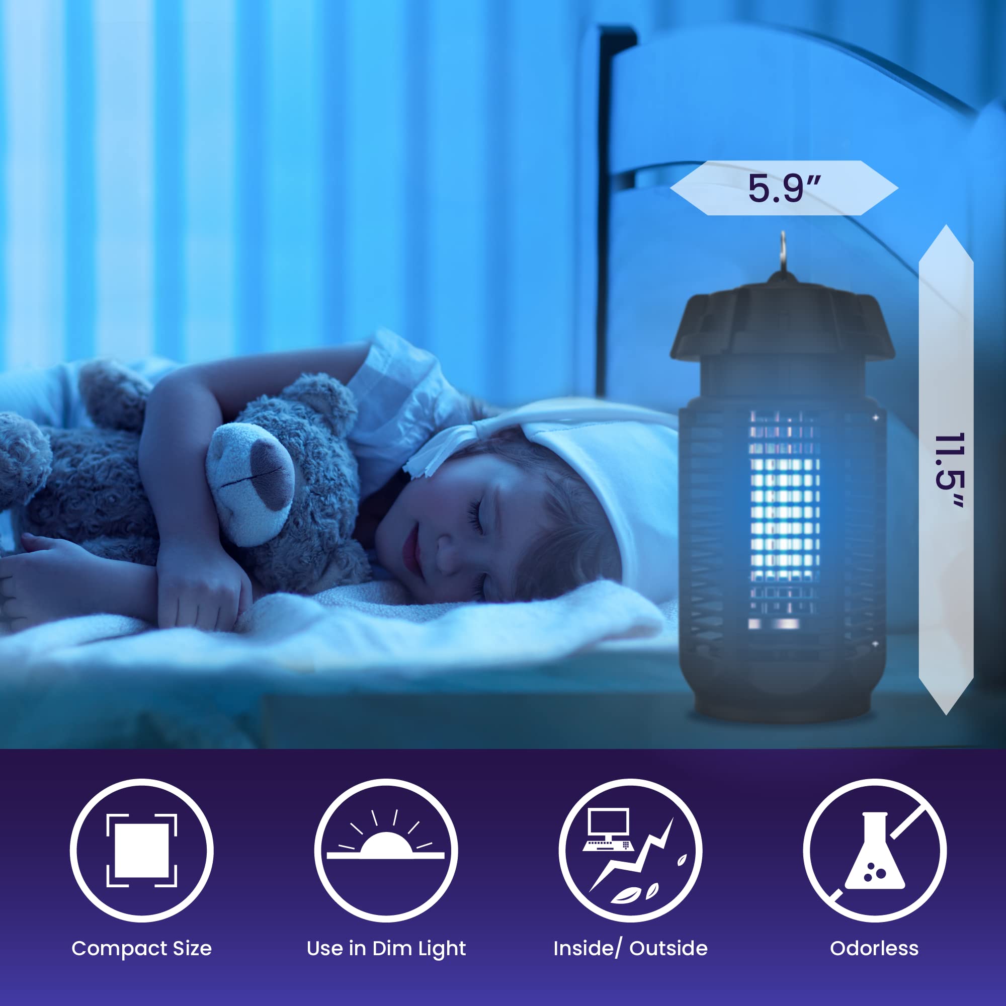 LiBa hanging on a patio offering quiet, waterproof outdoor insect protection