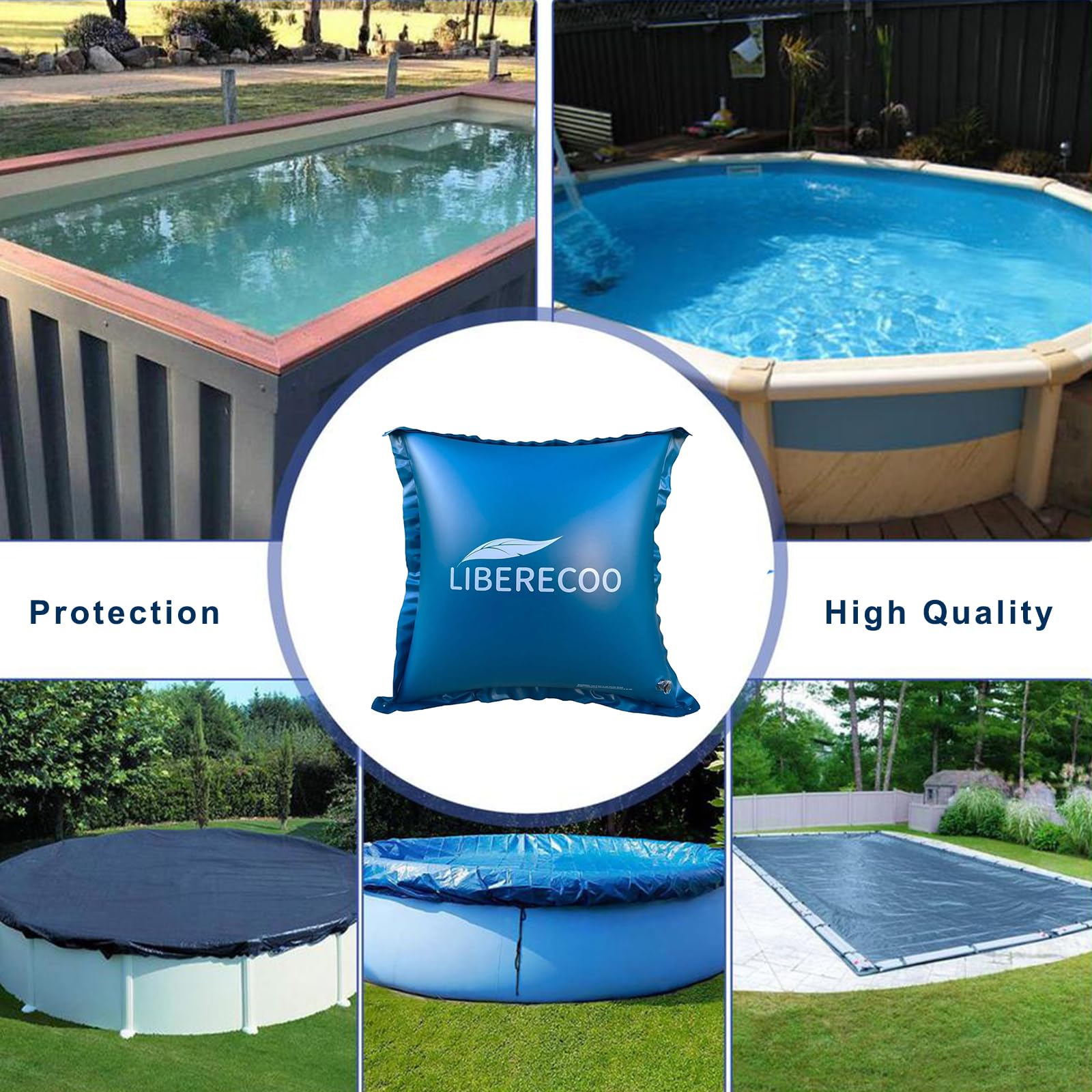 LIBERECOO installed in backyard winter cover setup protecting pool walls