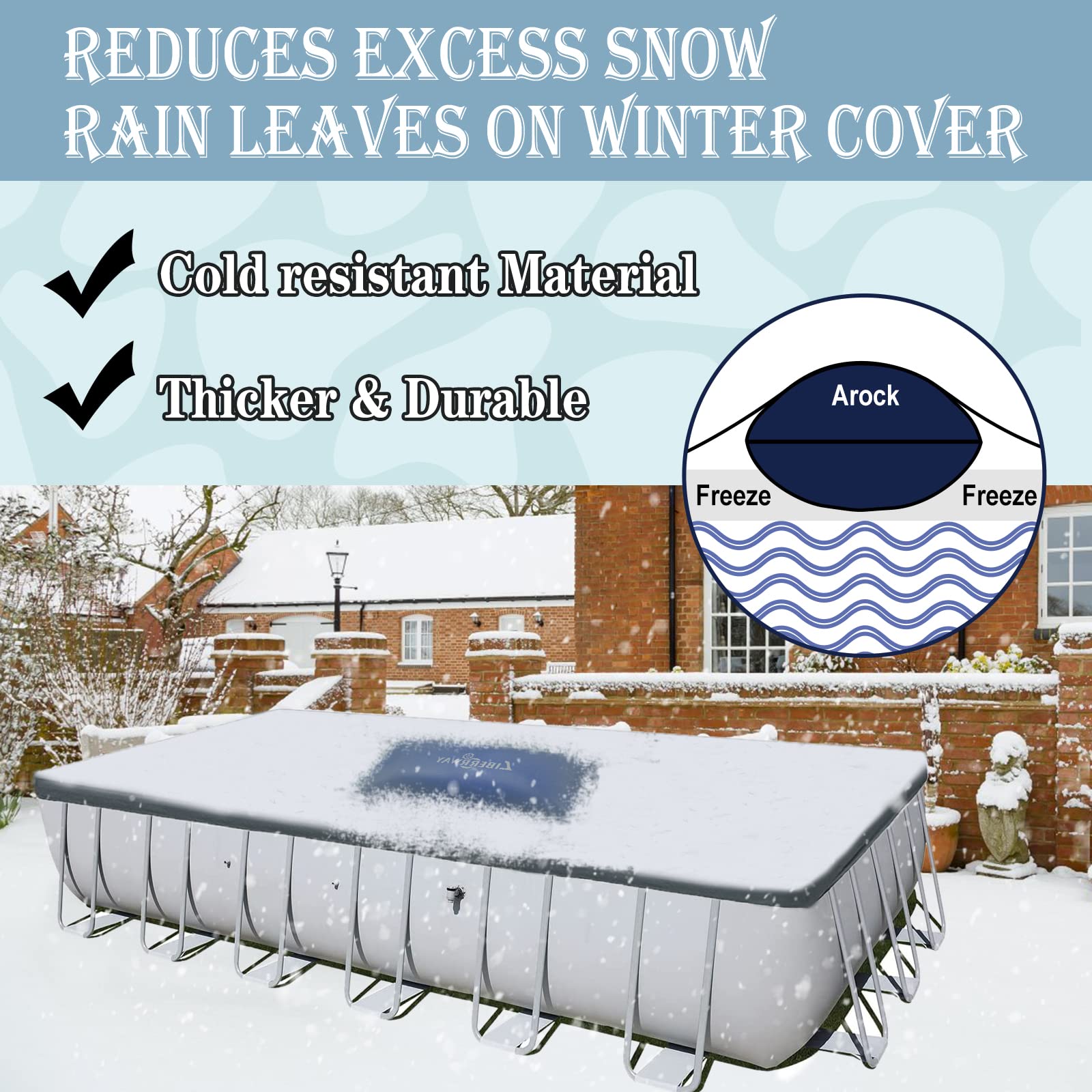 LIBERRWAY inflated pillow centered under pool cover improving runoff