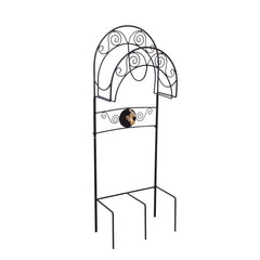 Liberty Garden front view of black satin hose stand showing overall design and neat storage
