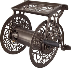 Liberty Garden front view bronze reel showing neat hose storage and curb appeal