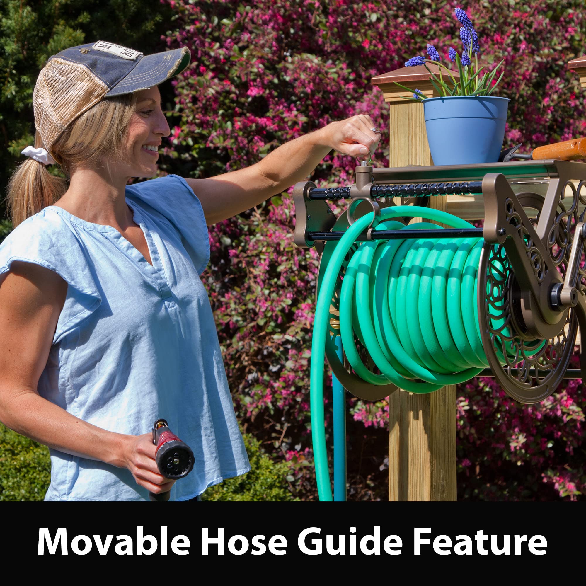 Liberty Garden 707 in-use in a yard demonstrating easy winding benefit