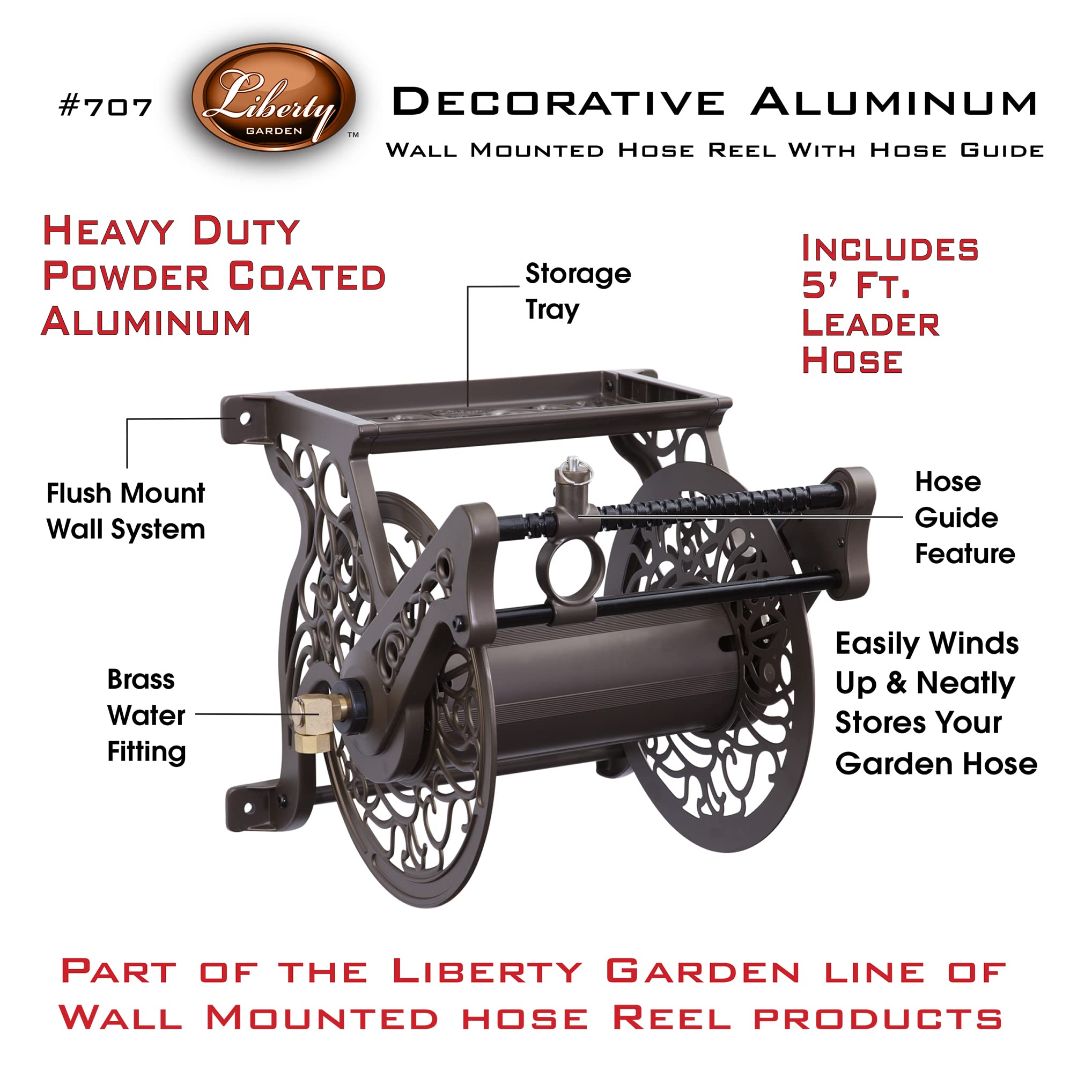 Liberty Garden 707 top shelf detail with garden tools for quick access benefit