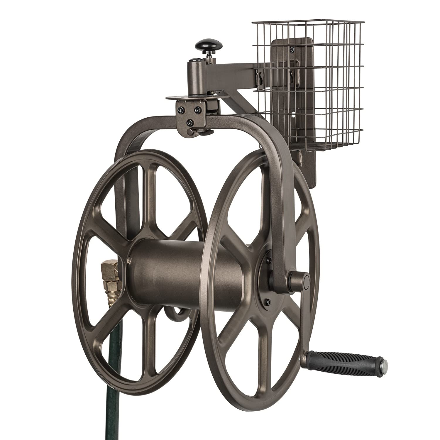 Liberty Garden front view of bronze reel showing compact design and capacity