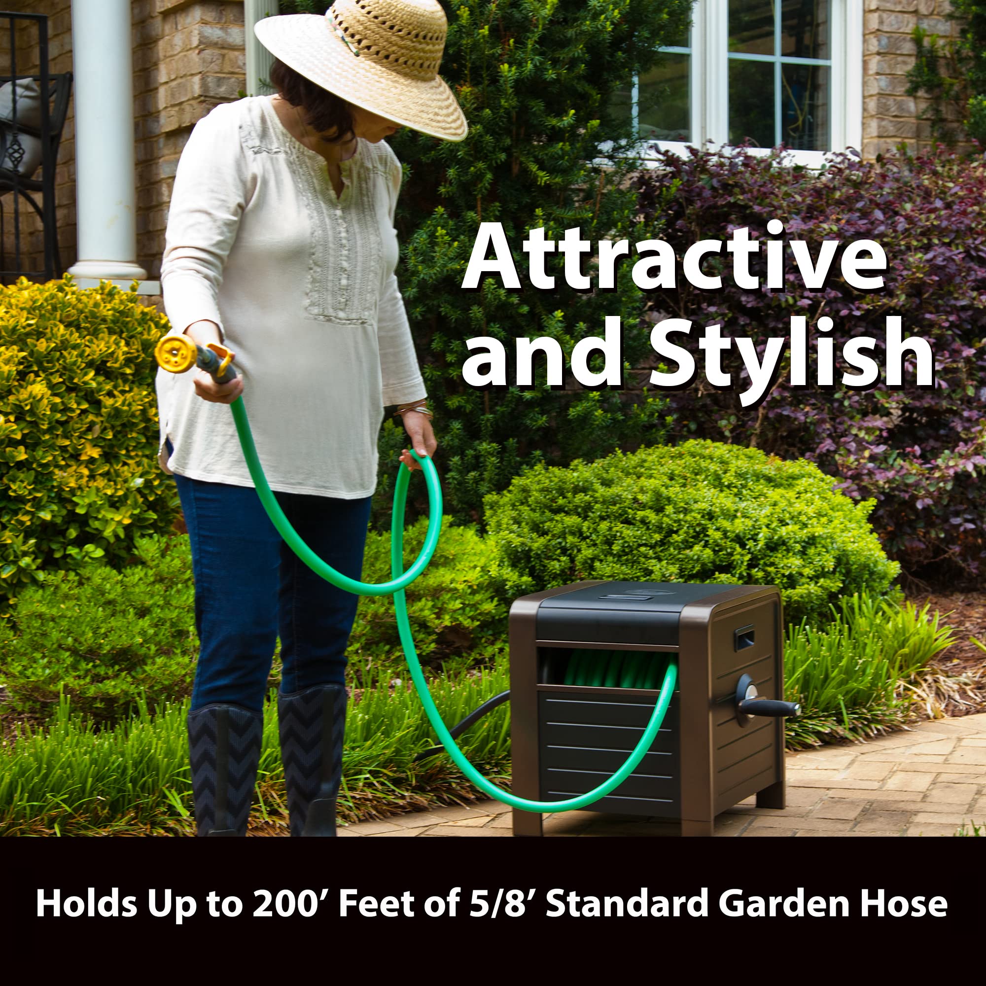 Liberty Garden soft rubber winding handle close-up for comfortable use