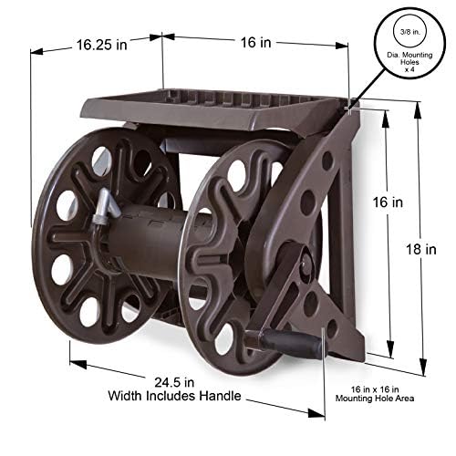 Liberty Garden coiled hose on reel demonstrating 225-foot capacity for large yards