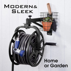 Liberty Garden close-up of bronze powder coat finish protecting reel from rust and weather