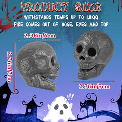 Libima close-up of skull eye and nose openings highlighting flickering flame effect