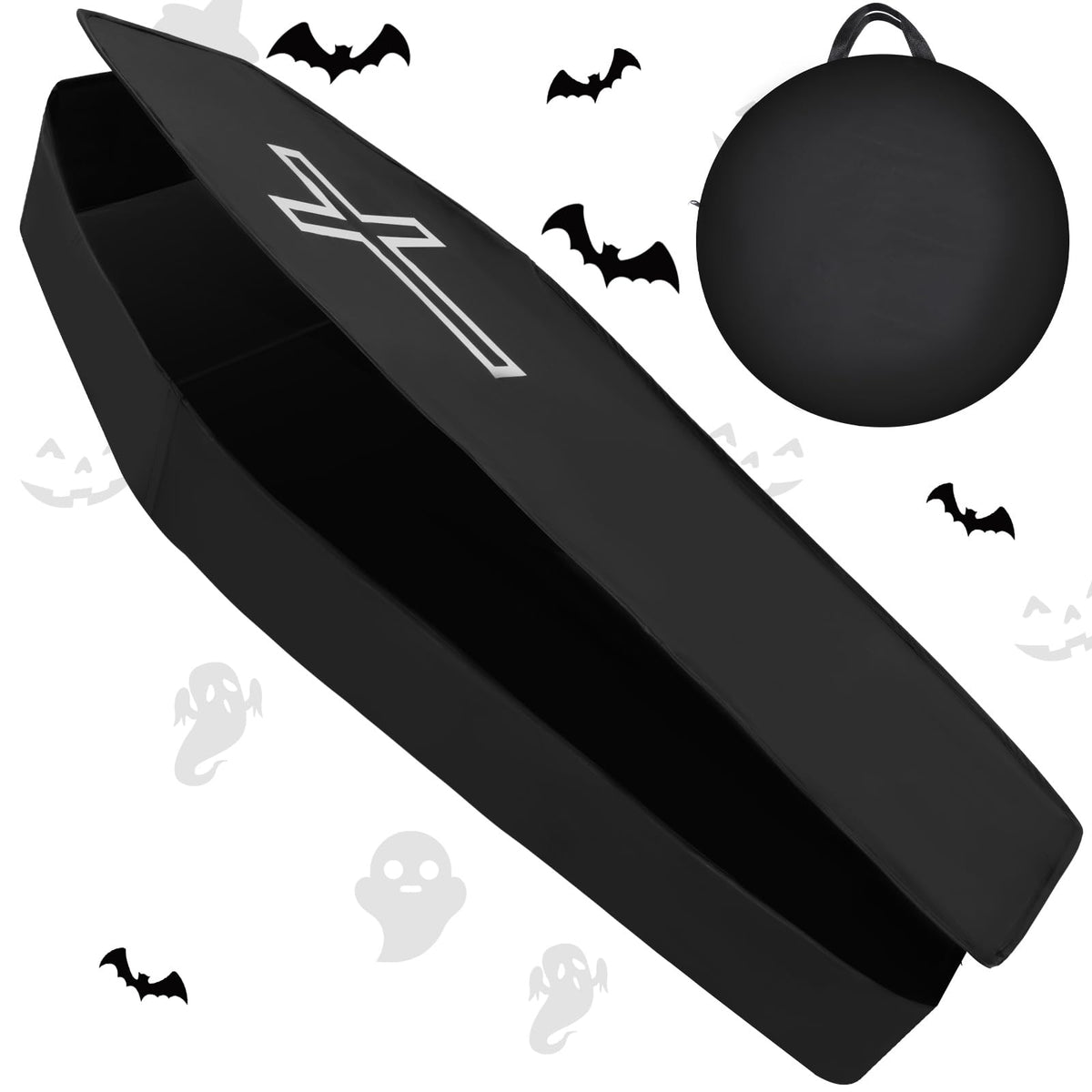 Libima front view of coffin prop showing lifelike silhouette and instant impact