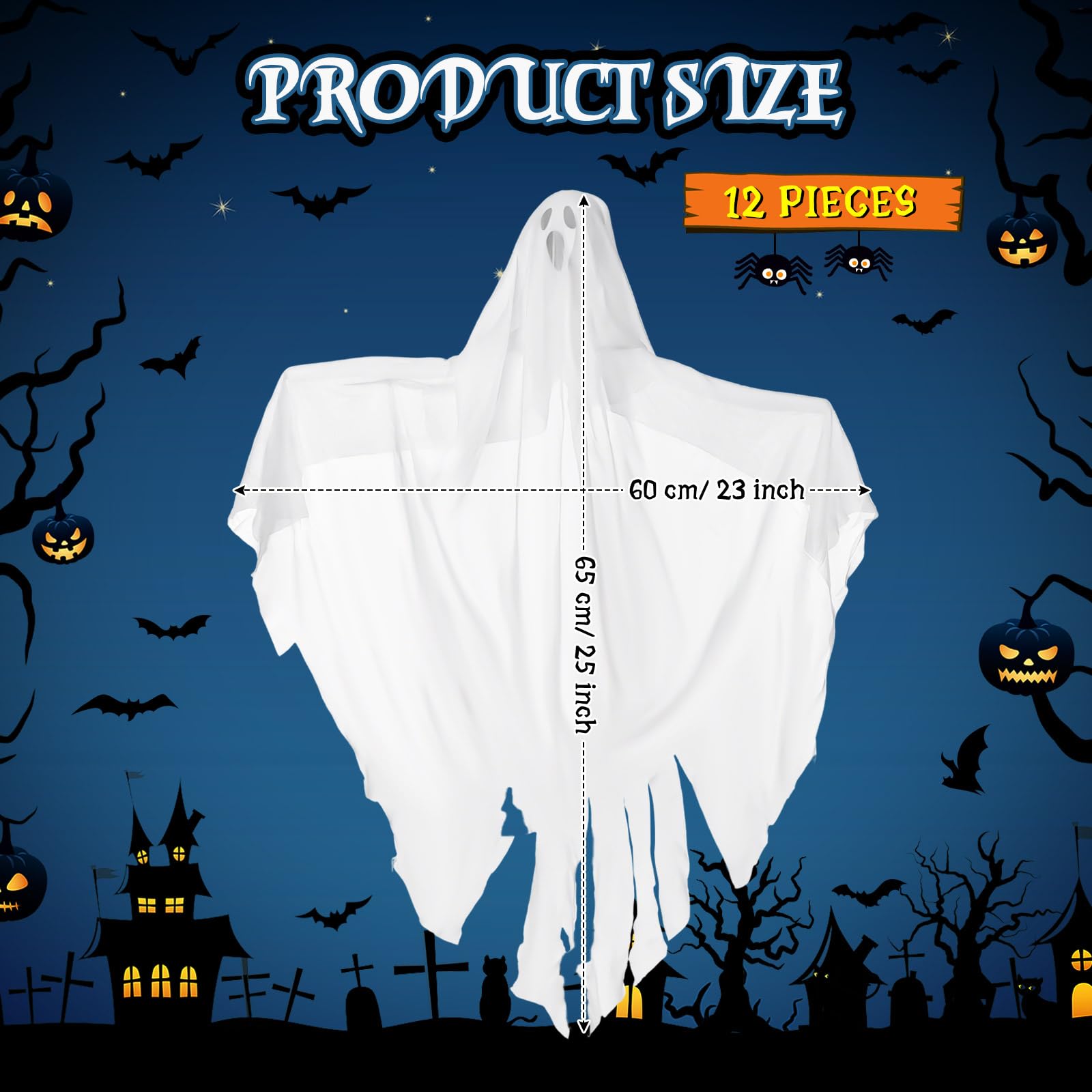 Libima ghost hung in tree outdoors, creates eerie yard ambience