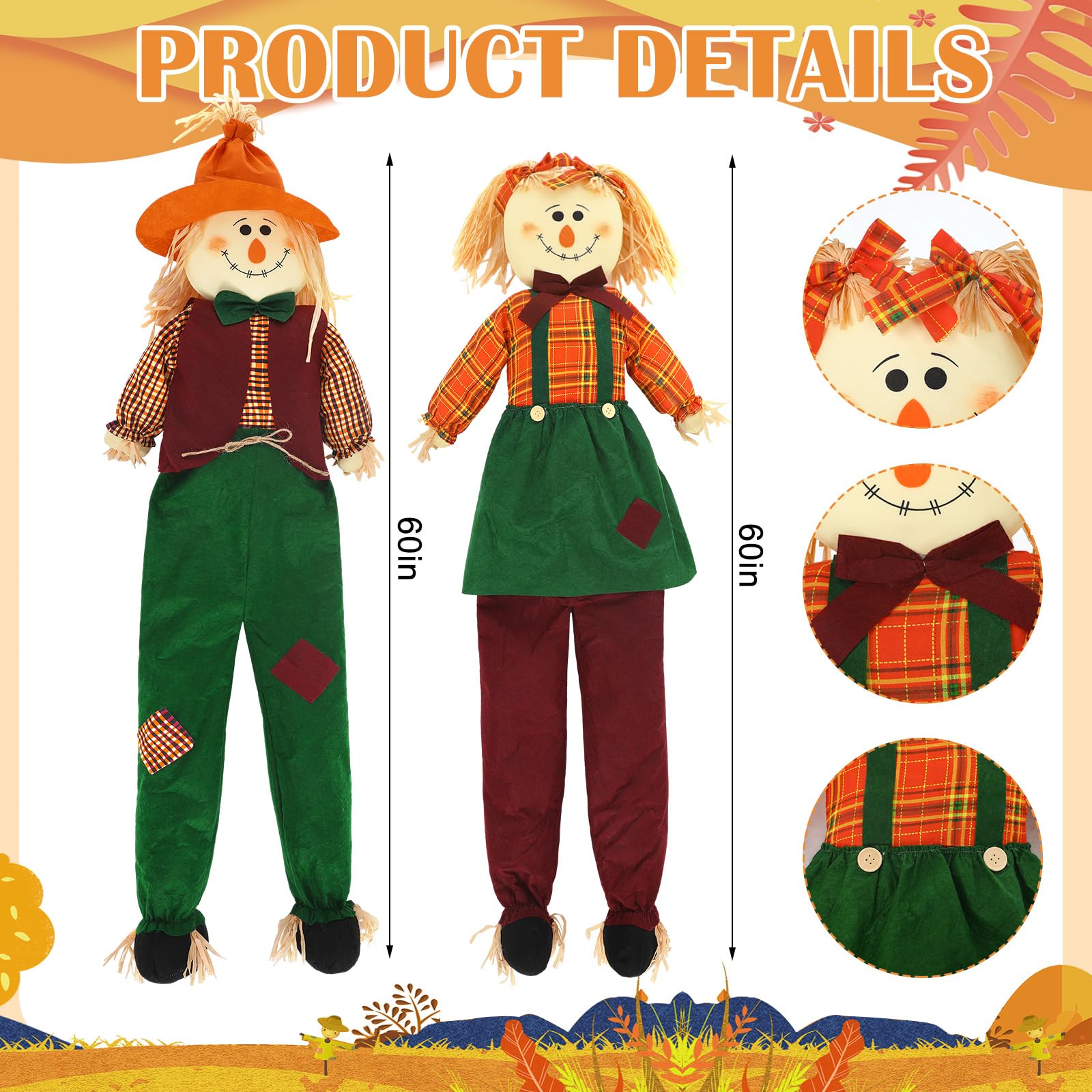 Libima scarecrow seated on porch providing instant autumn curb appeal