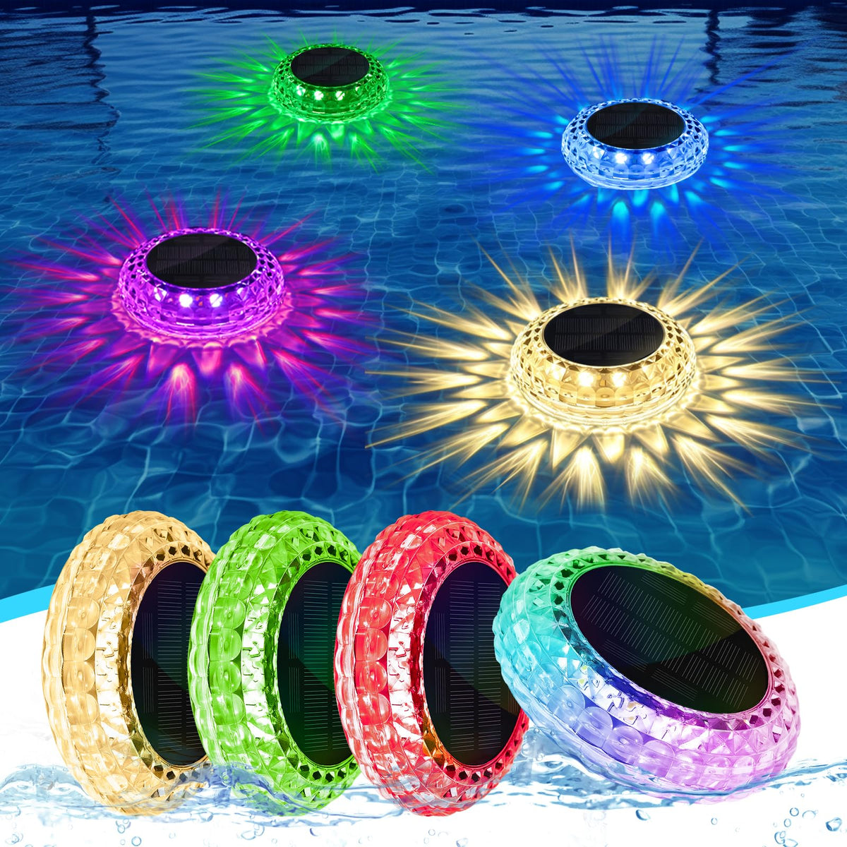 LIBOZMKO front view floating pool light showing sleek waterproof design and easy placement