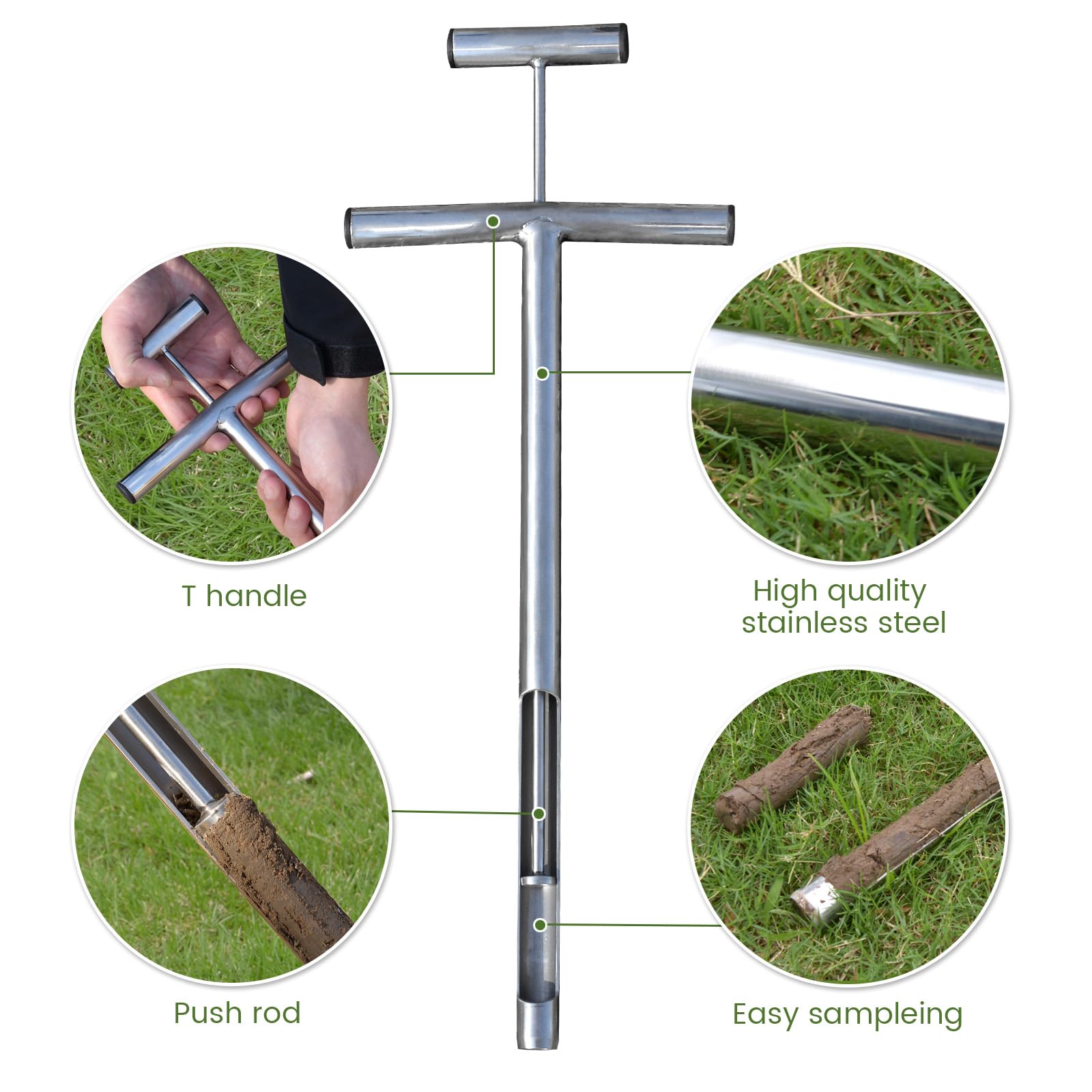 Lichtund ejector rod pushing soil core out for clean sample removal