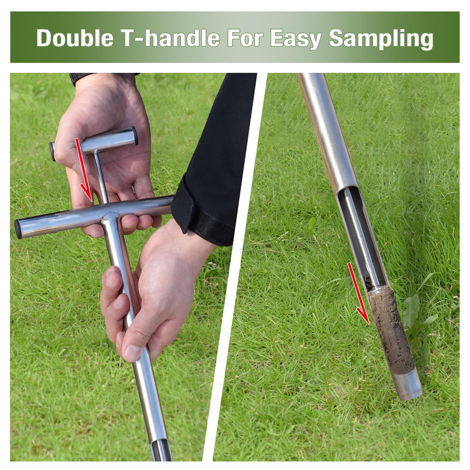 Lichtund probe inserted in lawn demonstrating deeper root-zone sampling