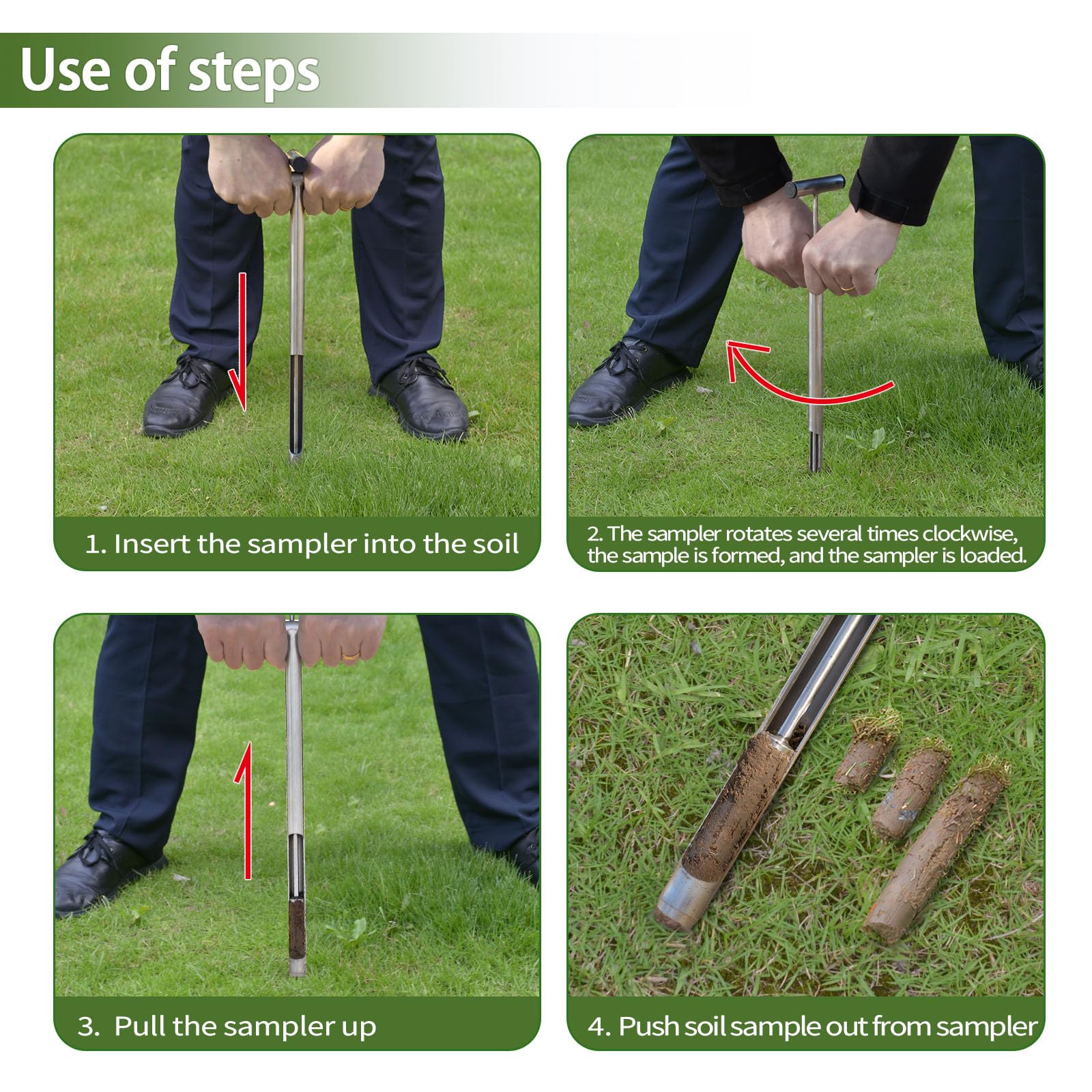 Lichtund clear reusable sample bags holding a soil core for transport