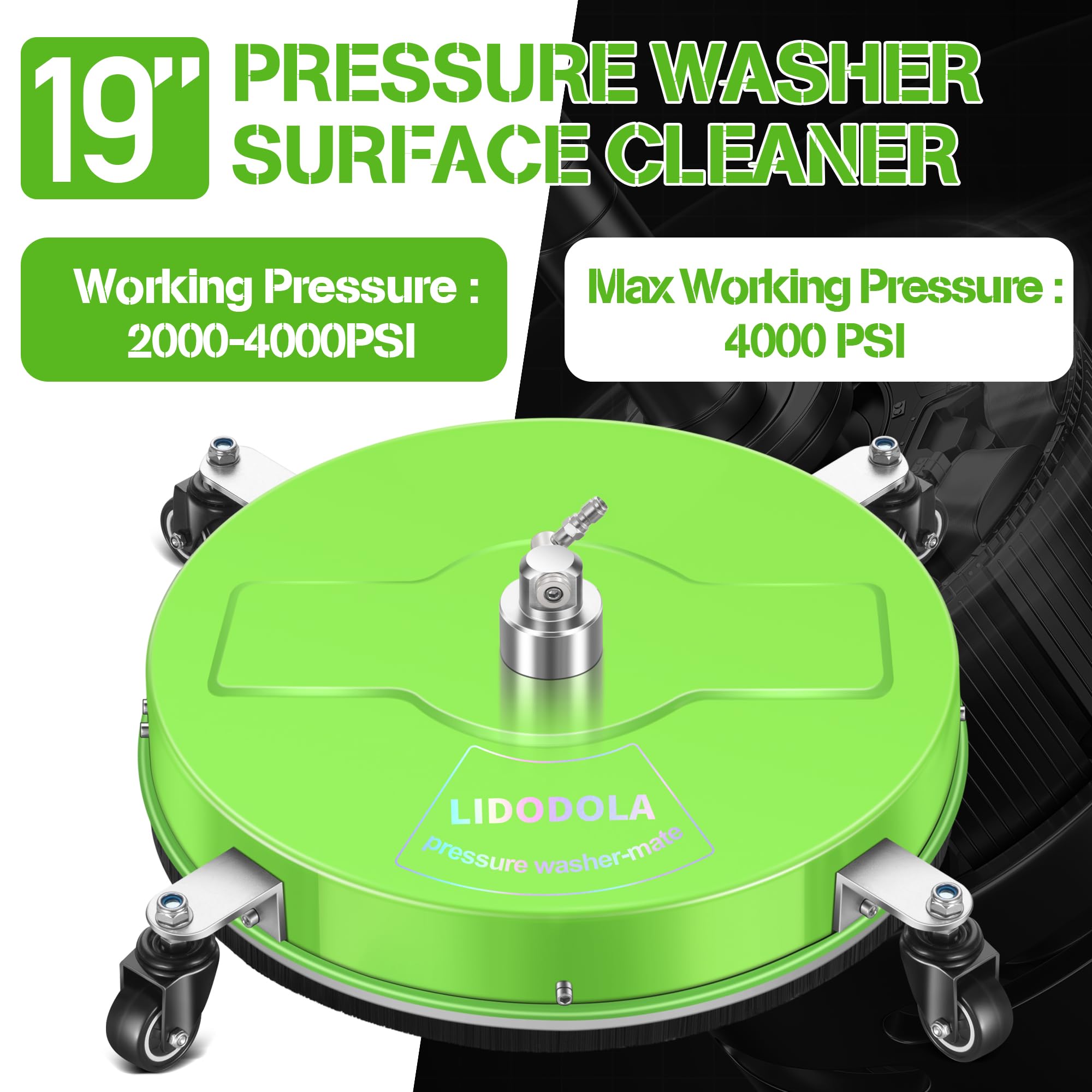 LidoDola connected to pressure washer wand for quick universal hookup
