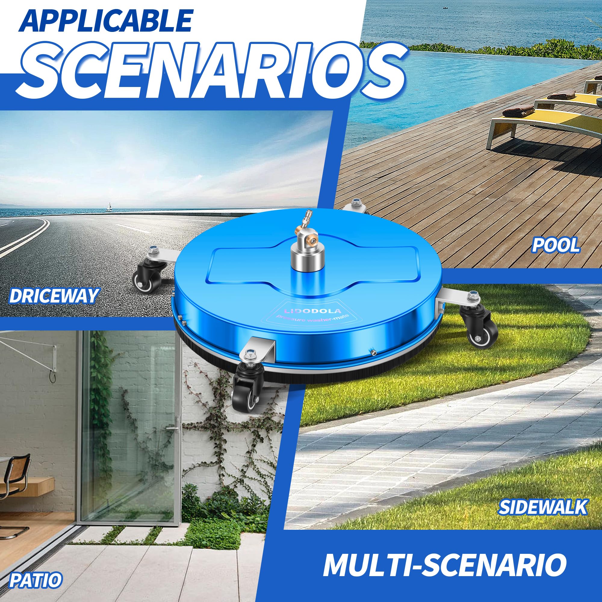LidoDola in use on driveway illustrating large-area cleaning and time-saving benefit
