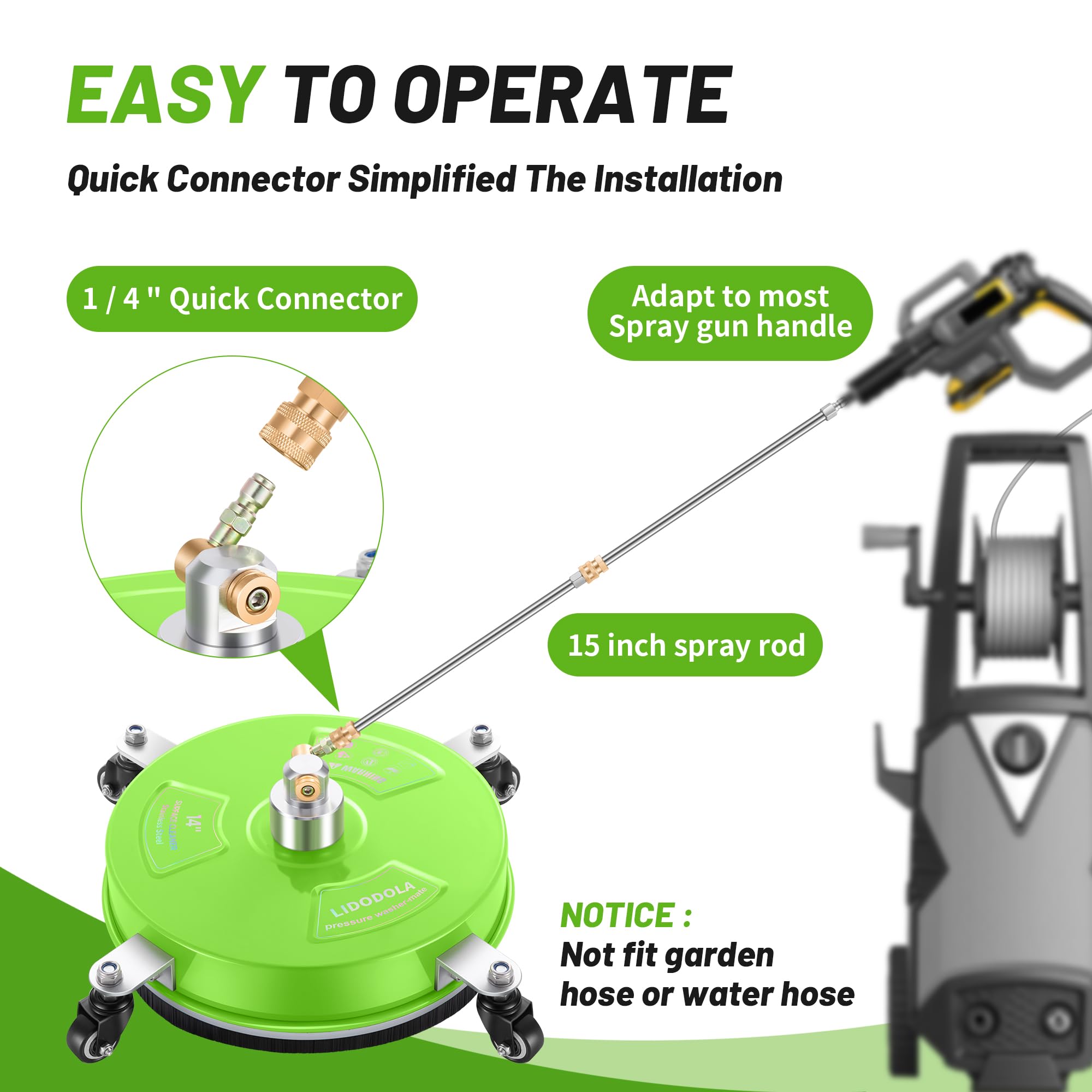 LidoDola cleaning driveway in use illustrating time-saving wide-pass performance