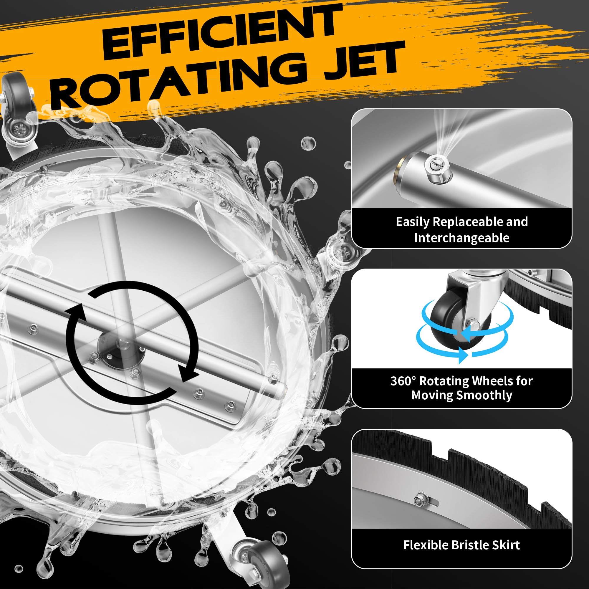 LidoDola rotating dual nozzles underside view delivering fast, streak-free cleaning