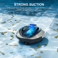 Lienuis robotic cleaner in pool removing leaves for clearer water