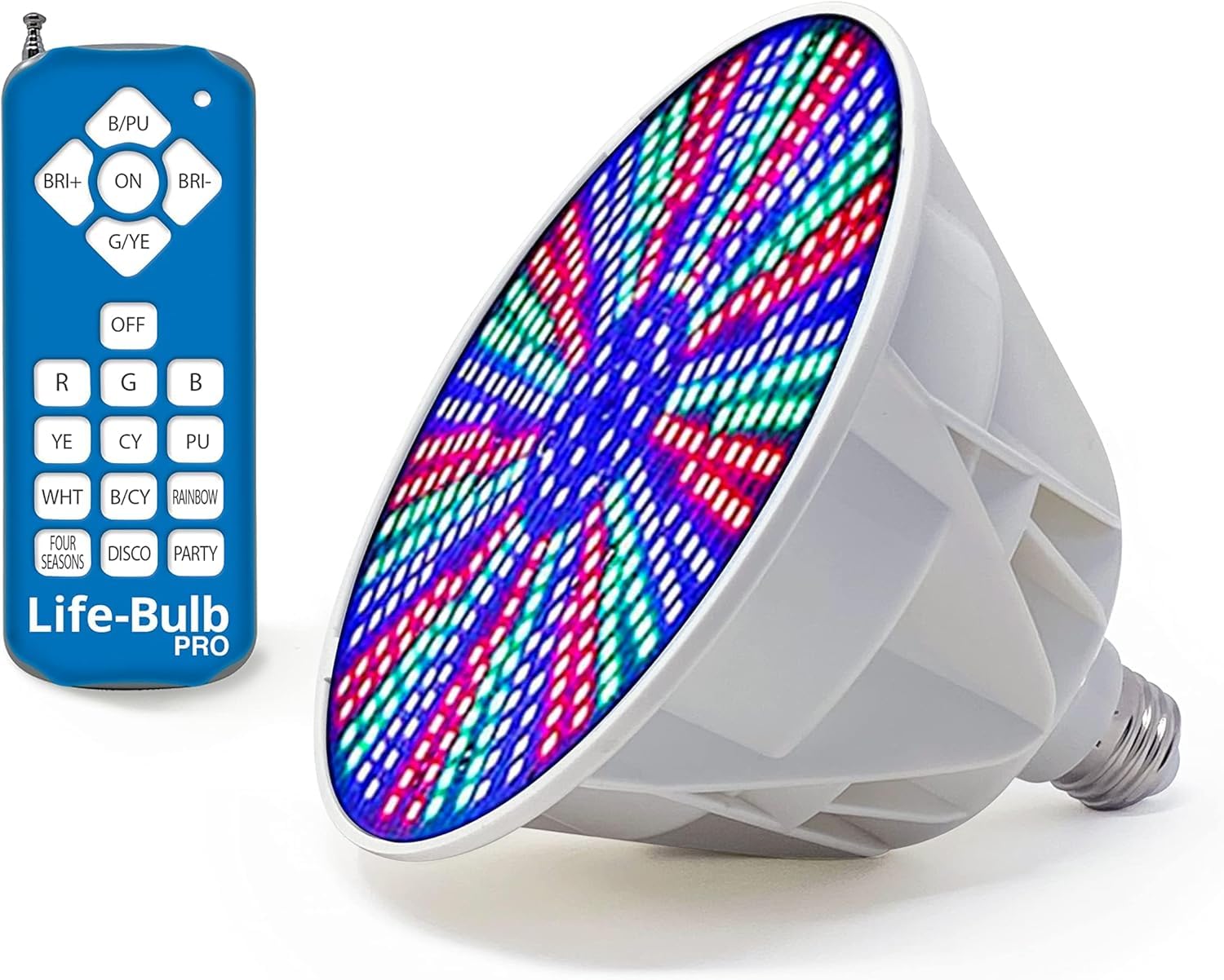 Life-Bulb front packaging showing bulb and remote for effortless upgrade