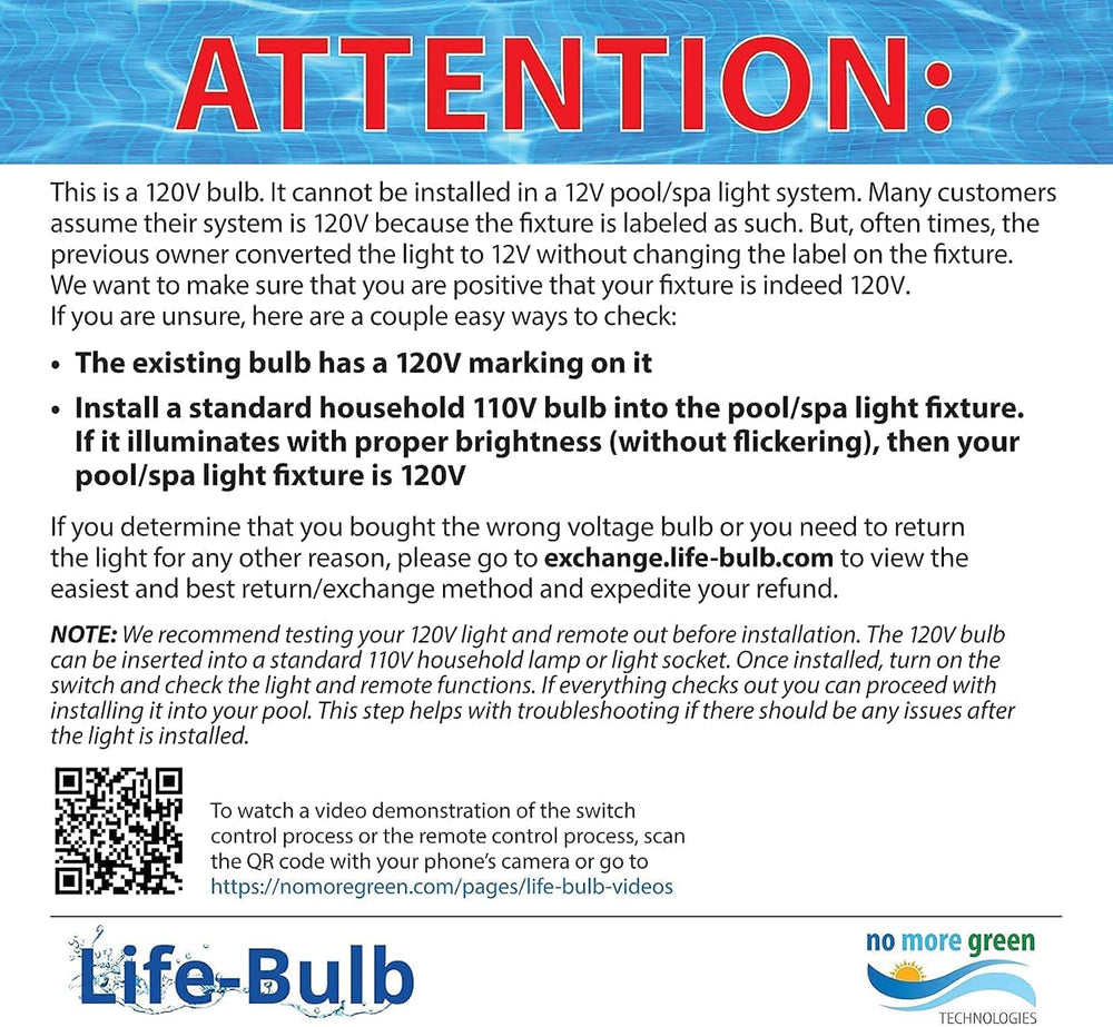 Life-Bulb bright white beam demonstrating high-lumen pool visibility
