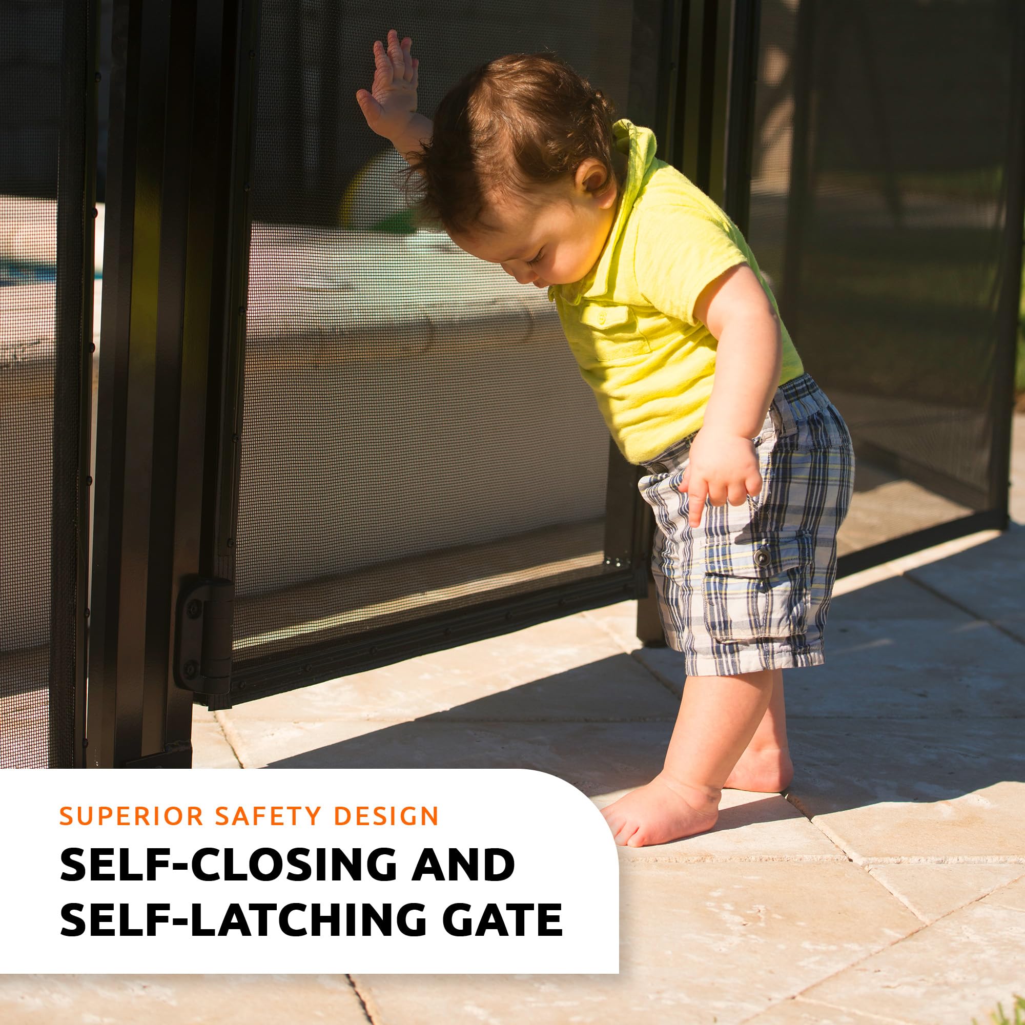 Life Saver gate installed beside pool providing clear barrier protection