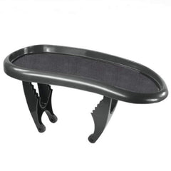 LIFE tray table front view showing compact surface and mounting stance for convenience