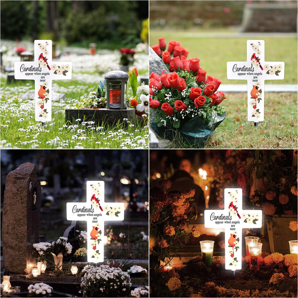 Lifeholic solar cross in garden setting with flowers, offering serene tribute ambiance