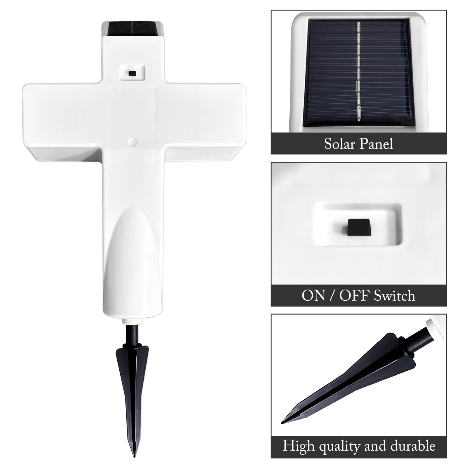 Lifeholic solar cross glowing at night over flowers, creating peaceful evening illumination