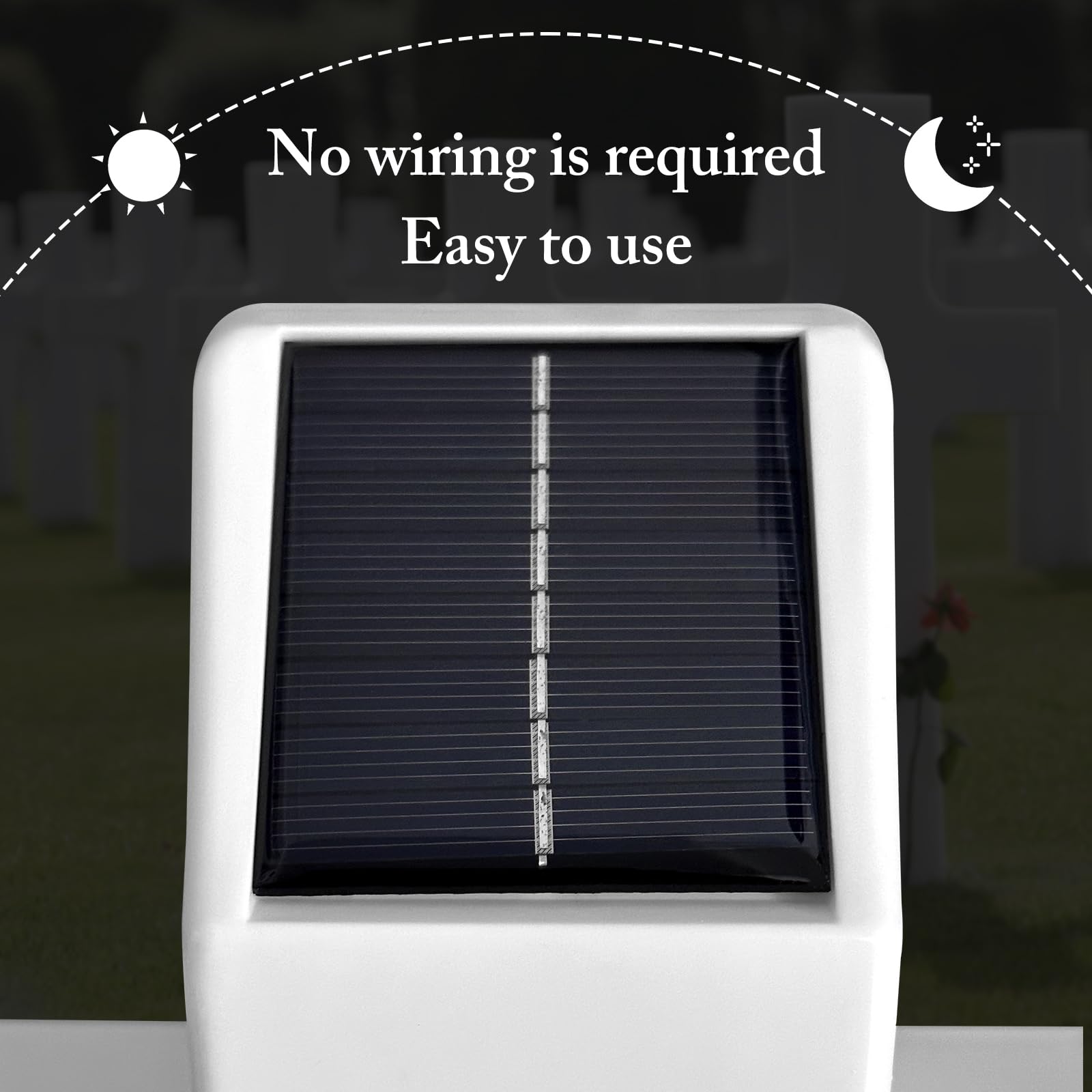 Lifeholic solar cross beside ruler for size comparison, showing compact memorial dimensions