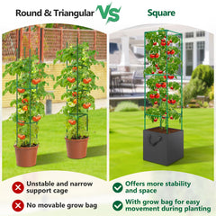 LifeisLuck assembled cage in garden supporting tomato plants for easier harvesting
