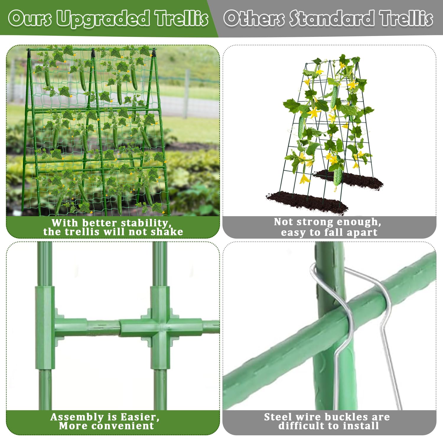 LifeisLuck trellis installed in raised bed showing space-saving vertical growth