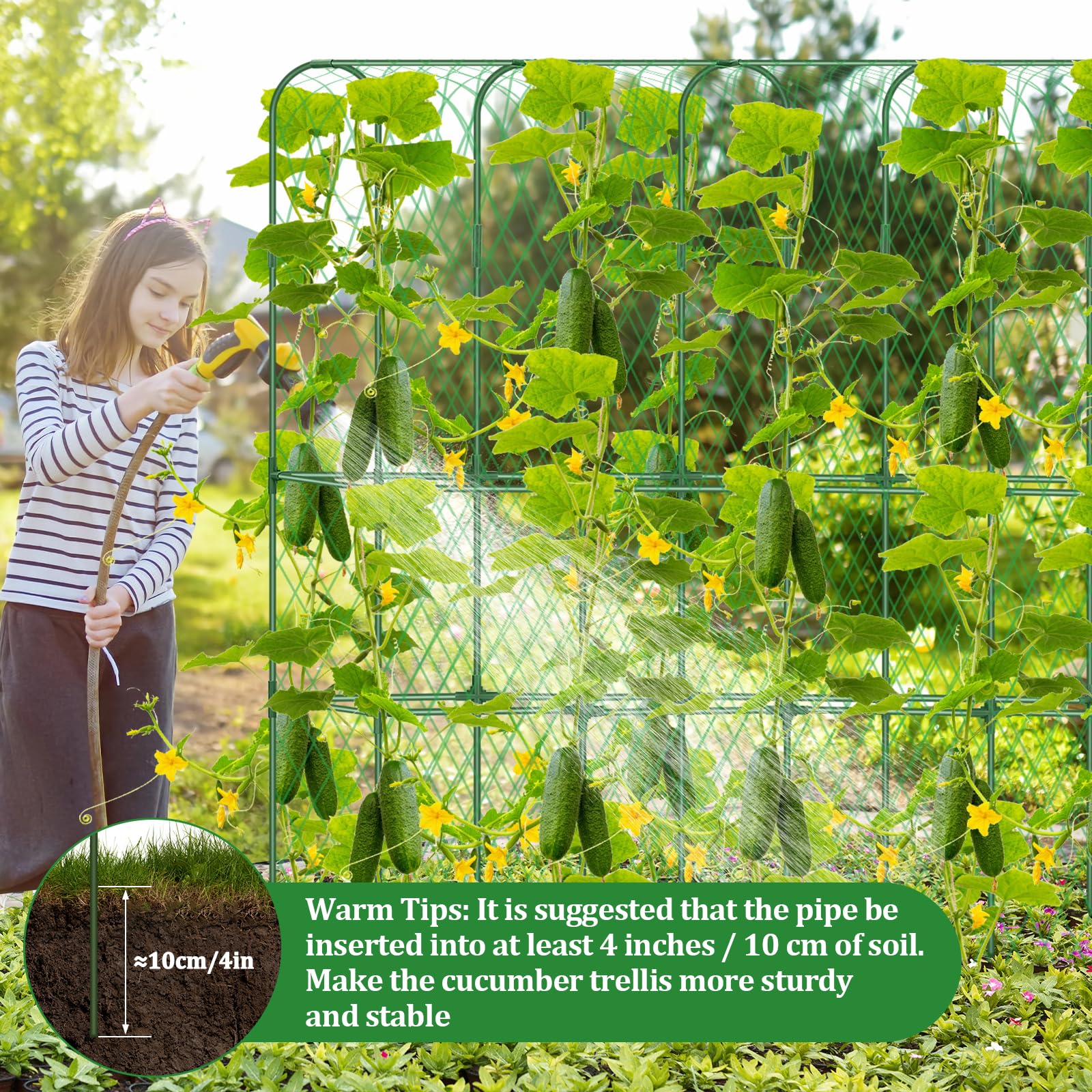 LifeisLuck netting close-up showing vine grip and organized vertical growth
