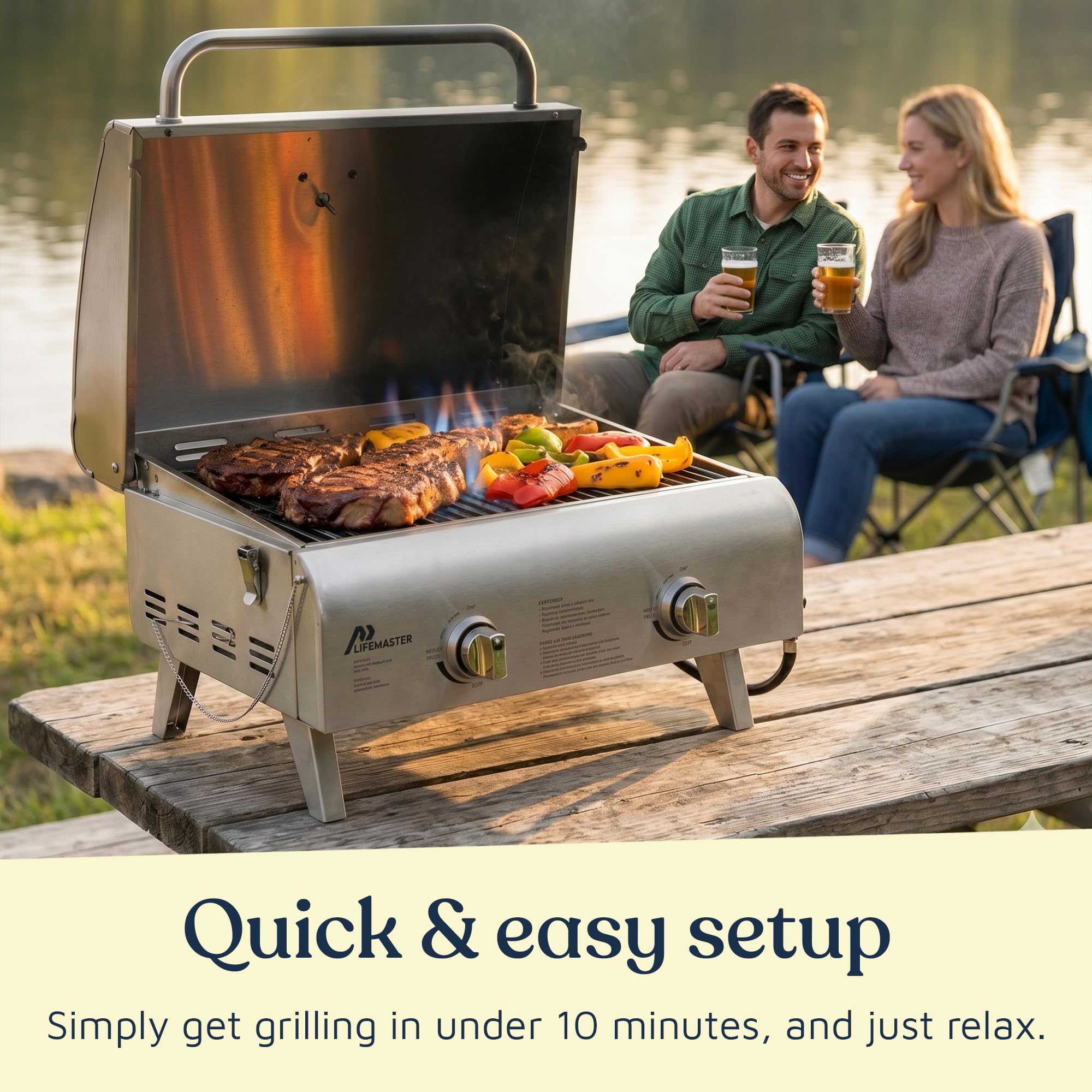 Lifemaster lid thermometer detail for accurate temperature monitoring while grilling