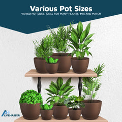 Lifemaster nested pots stacked to save space when not in use for compact storage