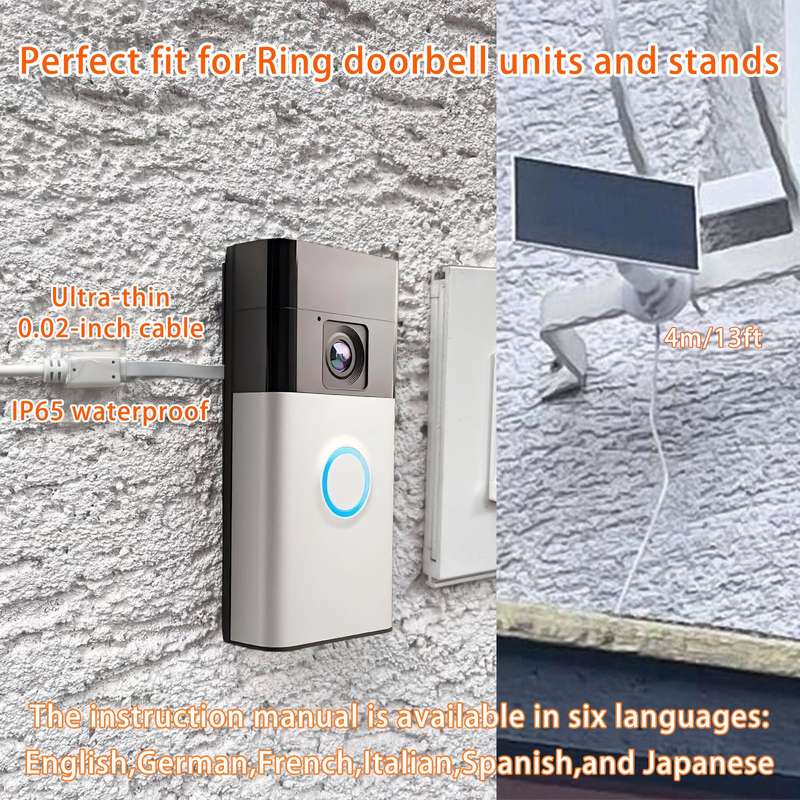 LIFEMOI solar panel mounted next to a Ring doorbell providing continuous power benefit