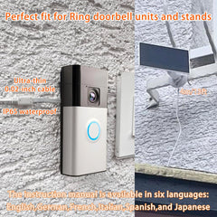 LIFEMOI solar panel mounted next to a Ring doorbell providing continuous power benefit