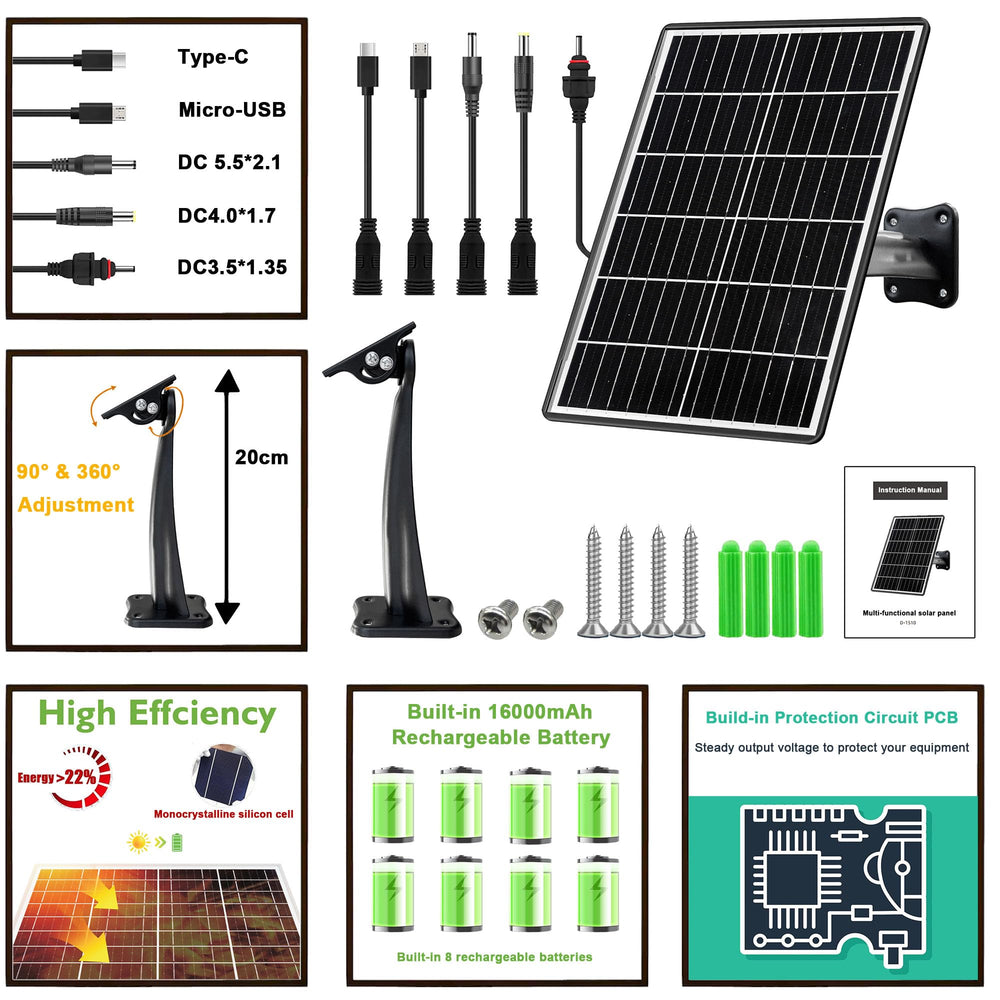 LIFEMOI solar panel mounted beside a trail camera in field for extended outdoor runtime