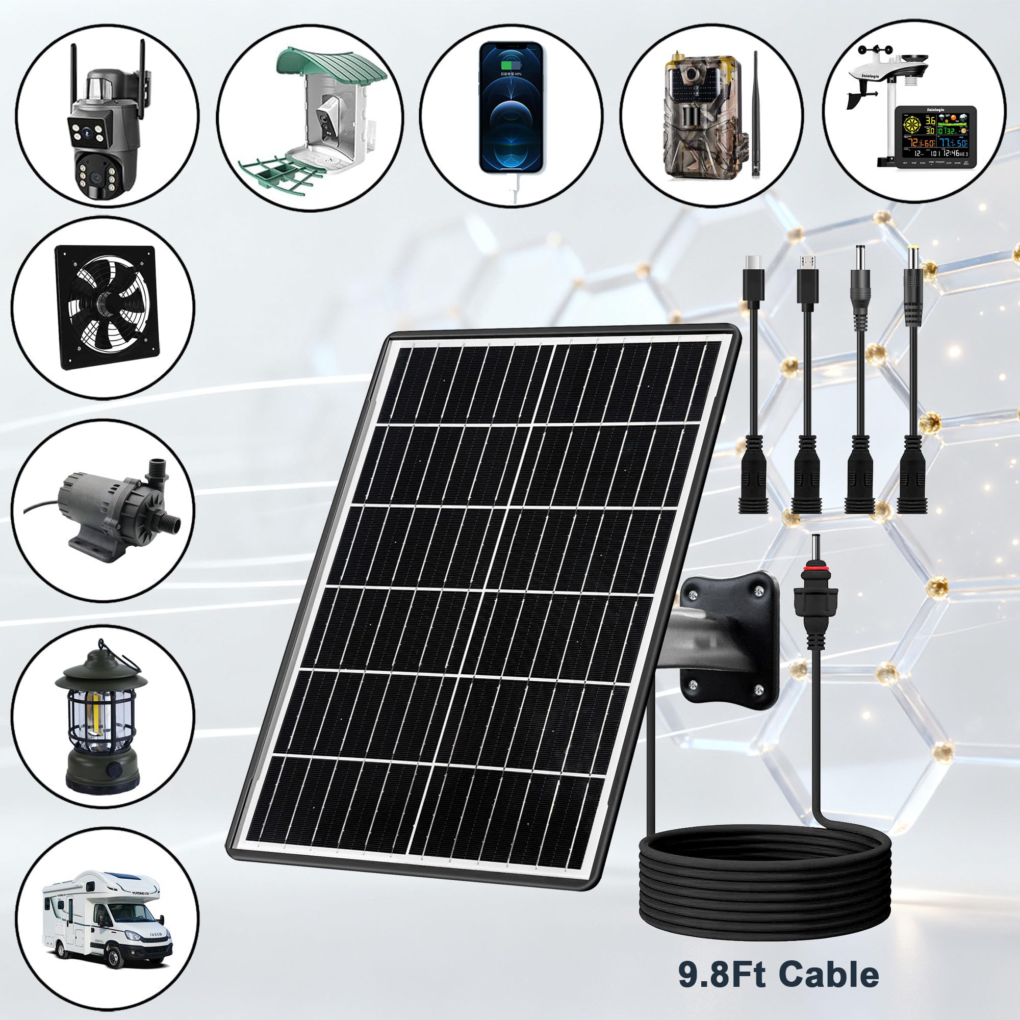 LIFEMOI image of ports and included adapters demonstrating versatile connections for devices